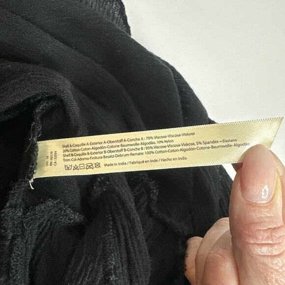 FREE PEOPLE Adella Black Mini Slip Dress Boho Crochet Lace Strappy Small Witchy - Picture 9 of 9